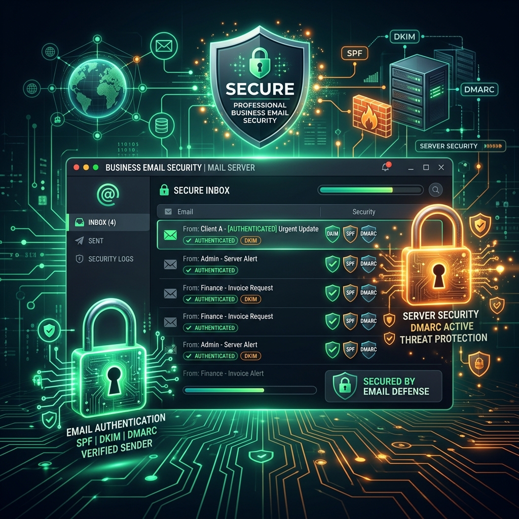 Professional Business Email Security: Deliverability, SPF, DKIM, DMARC, & Anti-Spam Protocols